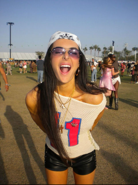 Bri wearing an upcycled 11 patchwork top by Yvonne and Mitchel