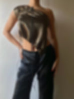 Thumbnail: 1/1 Upcycled Satin One-Shoulder Top