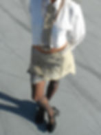 Thumbnail: 1/1 Upcycled Denim Scrap Mini Skirt and Tie Set In Sand