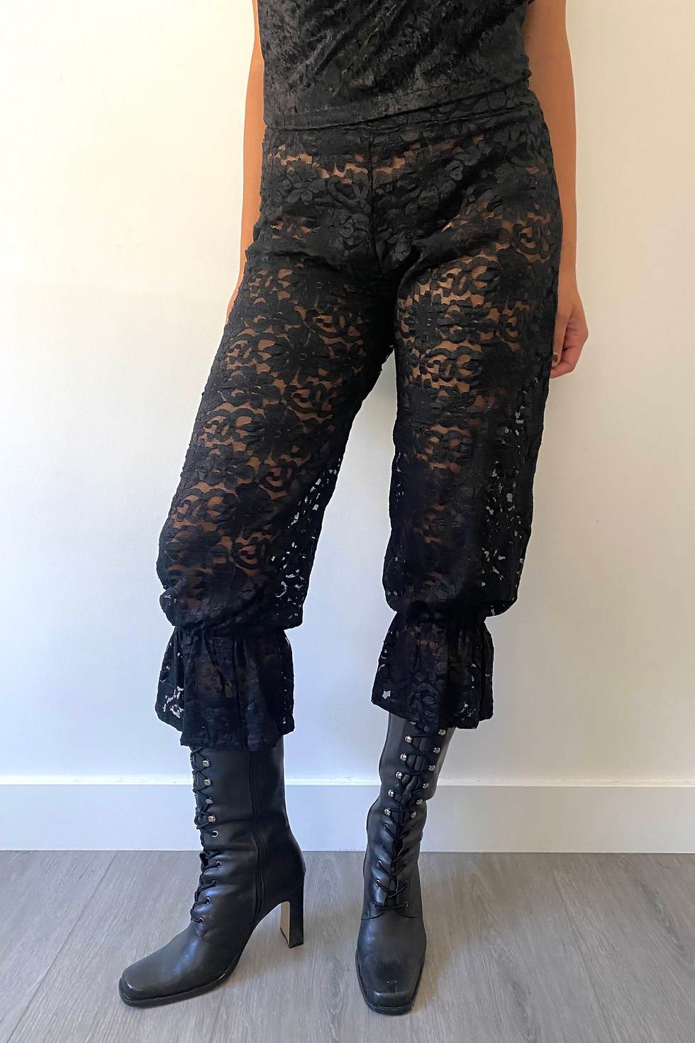 Thumbnail: 1/1 Upcycled Black Lace Bloomer Pants