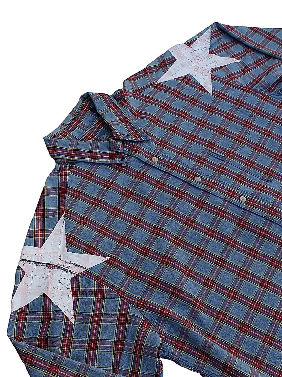 Thumbnail: Two-Star Cracked Print Plaid Long sleeve 018