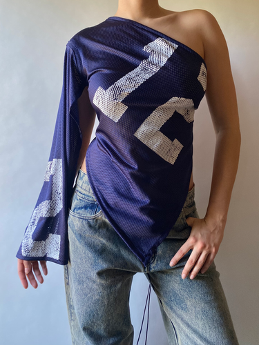 1/1 Upcycled Vintage 12 Jersey One-Shoulder Adjustable Top