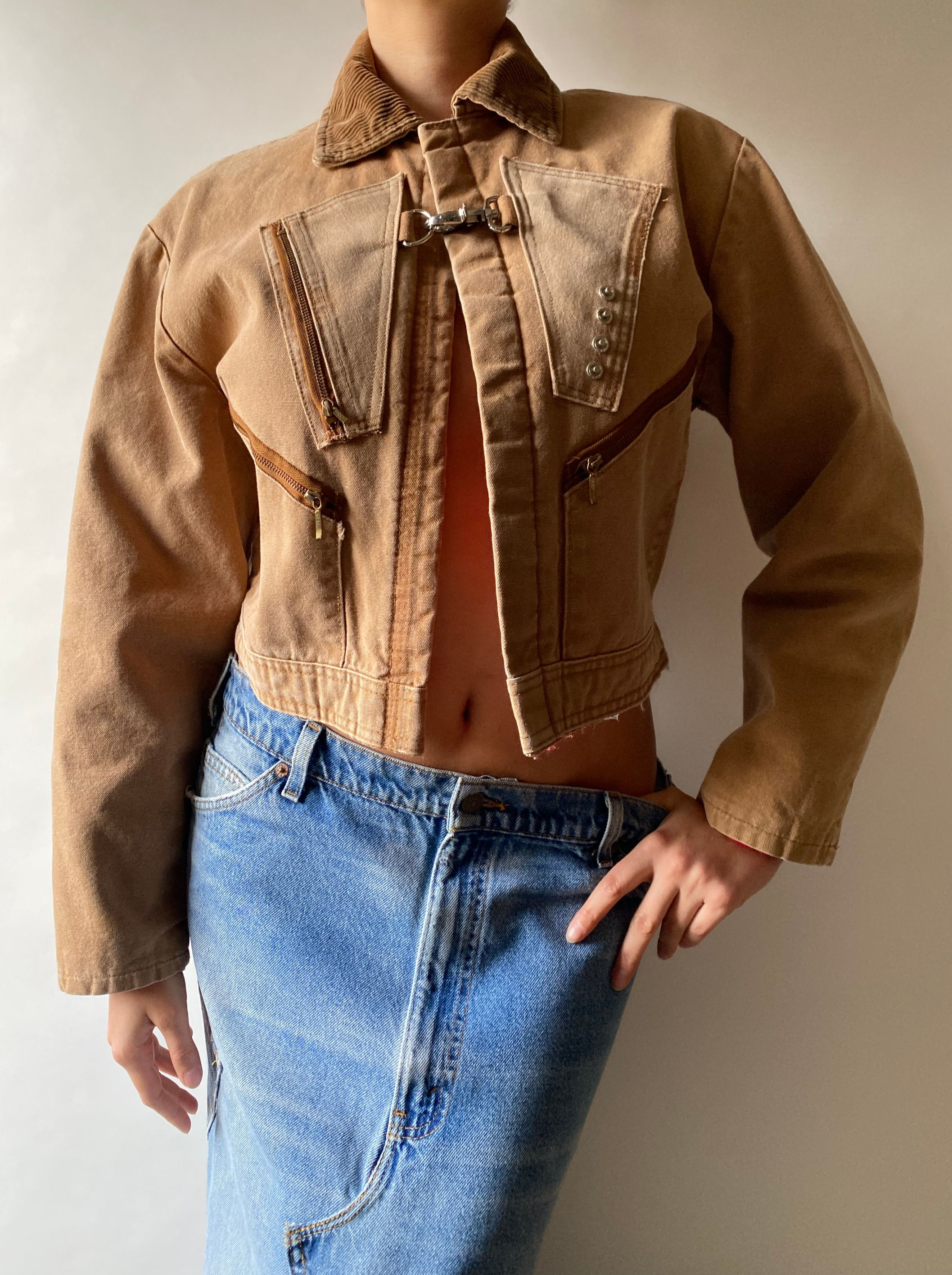 1/1 Upcycled Cropped Canvas Workwear Insulated Jacket