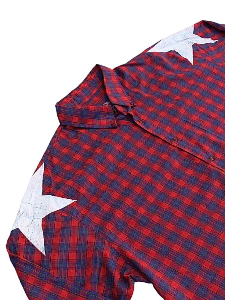 Thumbnail: Two-Star Cracked Print Plaid Long sleeve 017