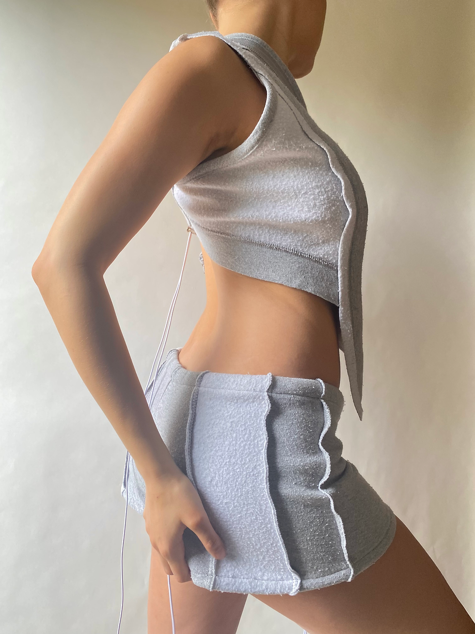 Thumbnail: 1/1 Upcycled Athletic Top and Shorts Set