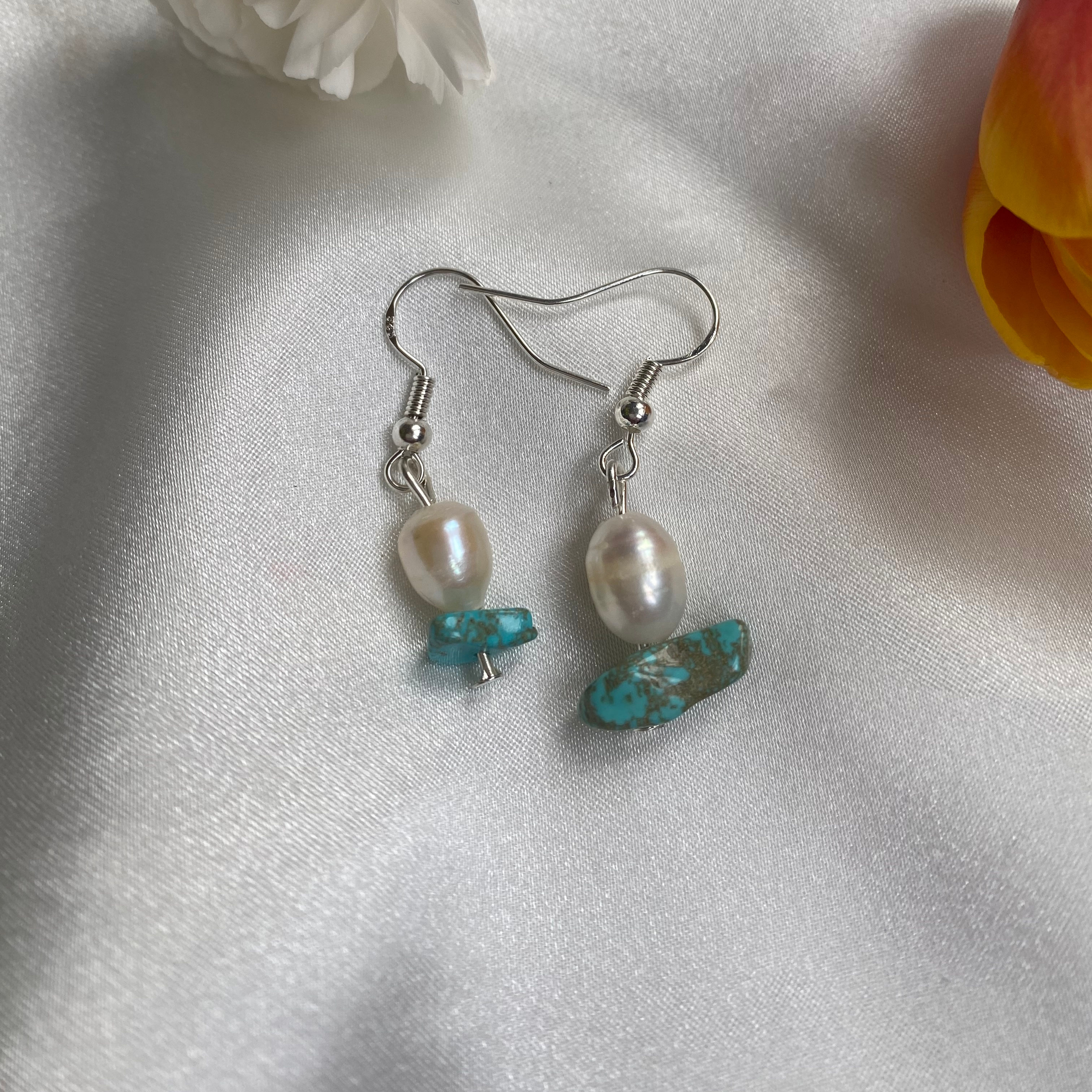 Turquoise Pearl Earrings  