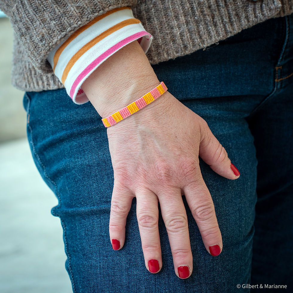 Miniature : Petit bracelet rose et orange
