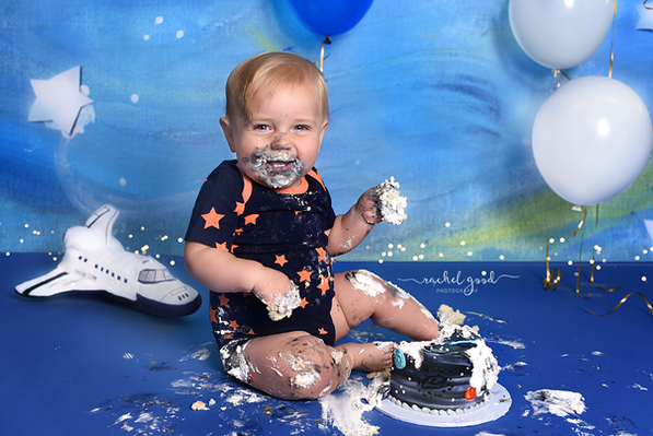 SAWYER. astronaut cake smash | north ridgeville baby photographer