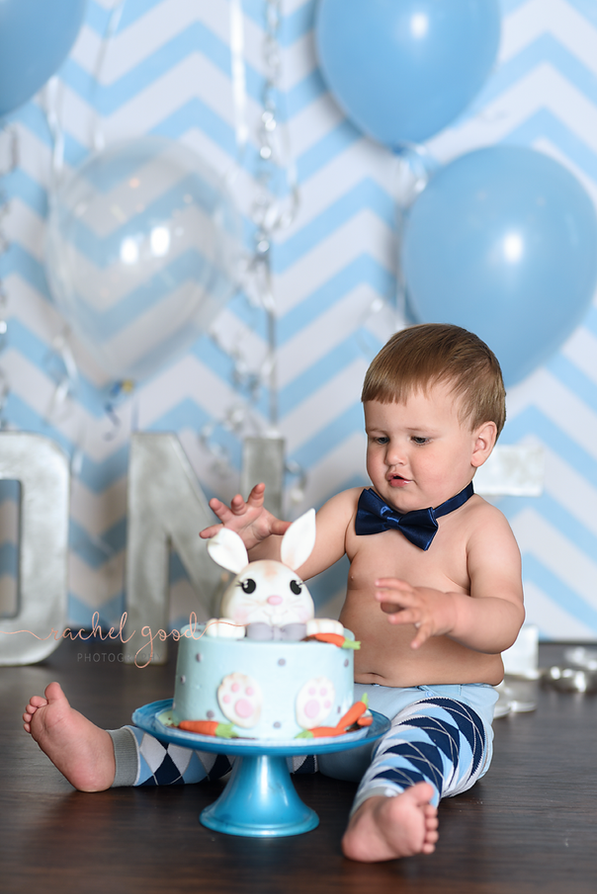 Bunny Cake Smash; Strongsville, OH baby photographer { Grant's ONE }