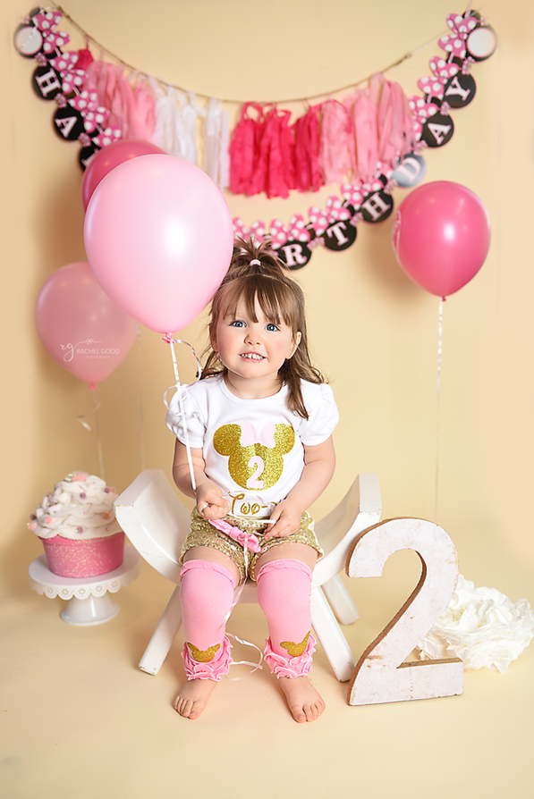 Minnie Mouse Themed and a Glitter Session 2nd birthday session with Olivia.