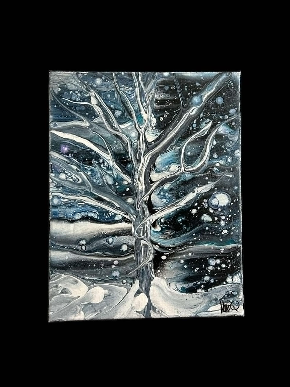 Peinture acrylique art fluide sur toile