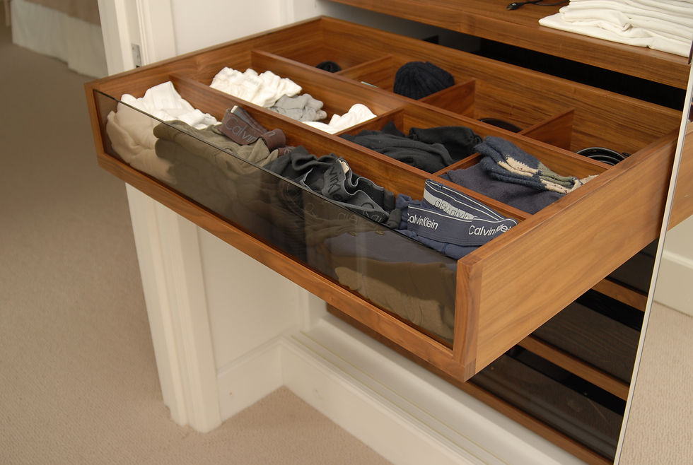 Glass Fronted Walnut Drawer