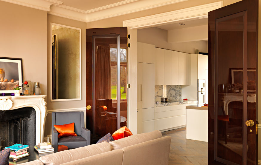 High gloss bespoke double internal doors from stained oak