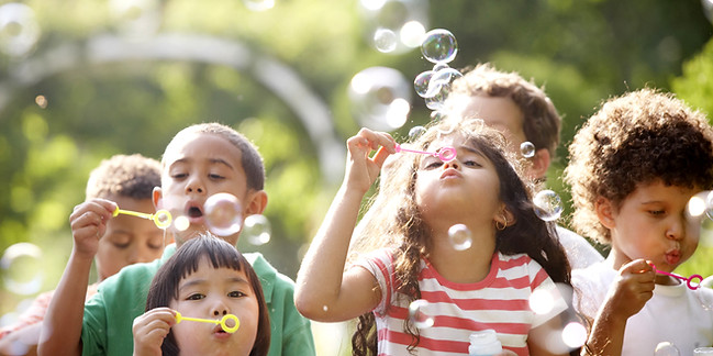 Kids Blowing Bubbles