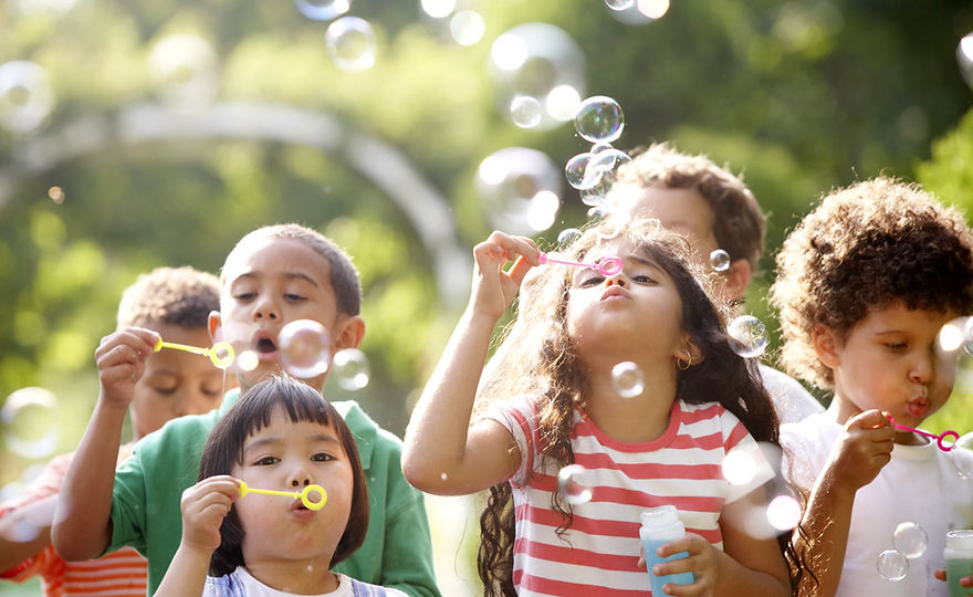 Kids Blowing Bubbles