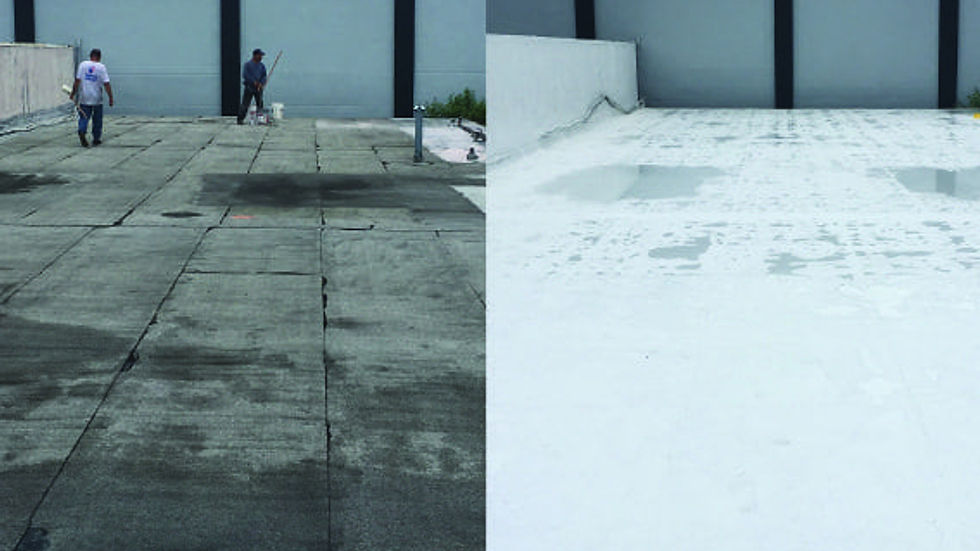 Before and After of a commercial roofing project in Portland Oregon by Flow Roofing