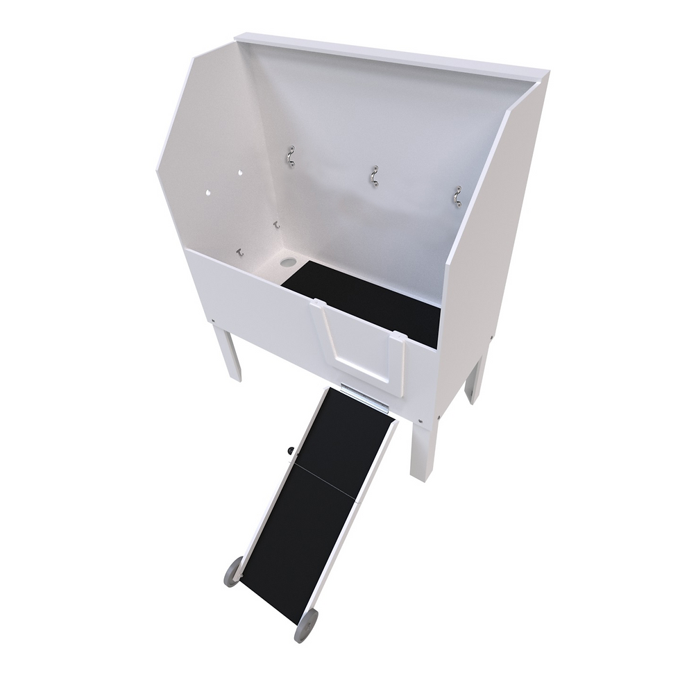 Poly Pet Tub with left plumbing, right door and ramp