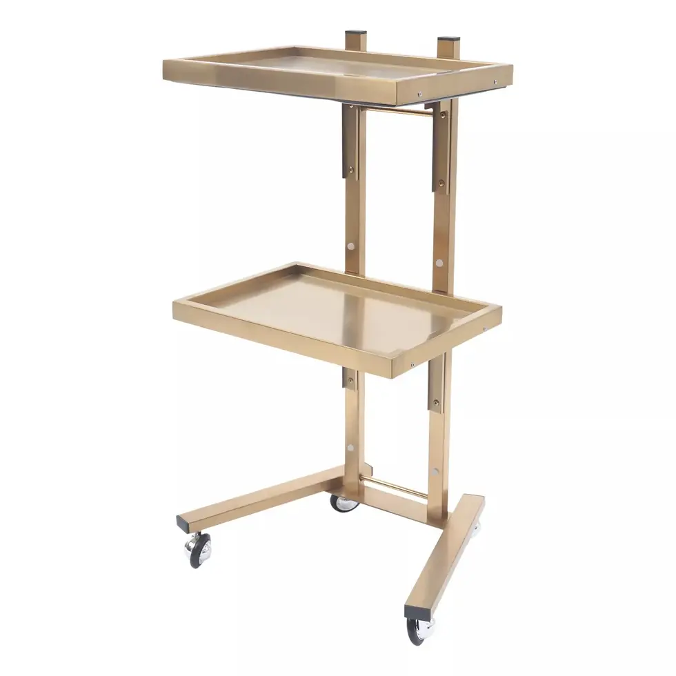 Thumbnail: Stainless Steel 2-Tier Gold Rolling Cart for Pet Groomers