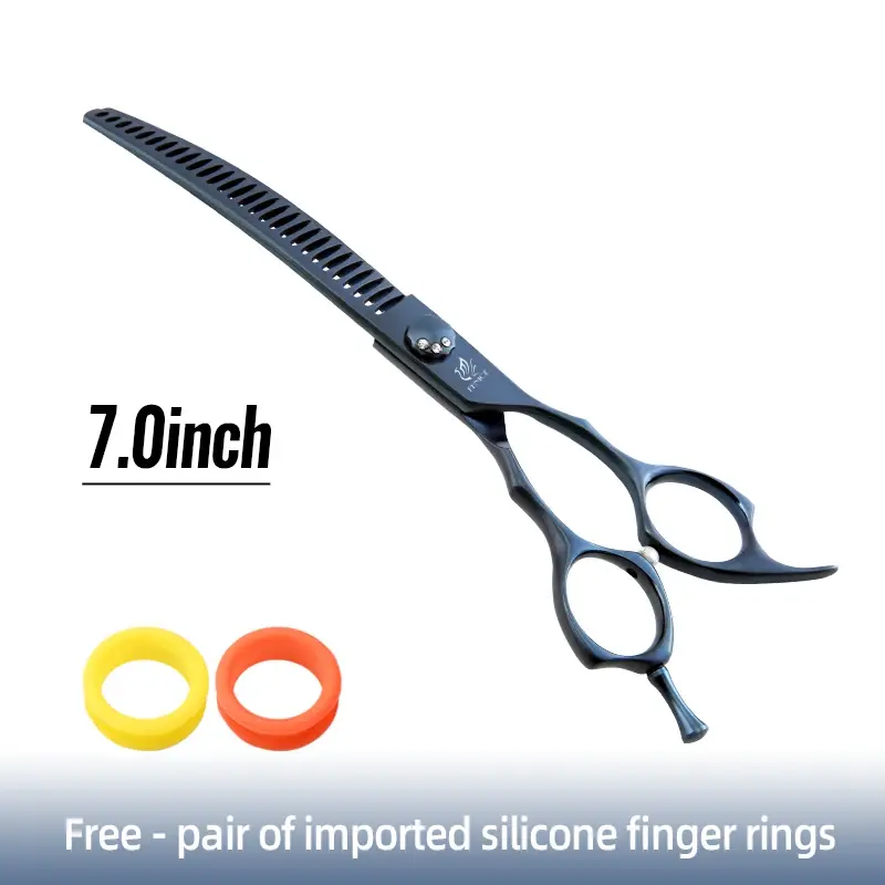 Thumbnail: Fenice Professional Curved Thinning Shears - 7.25" Pet Grooming Scissors