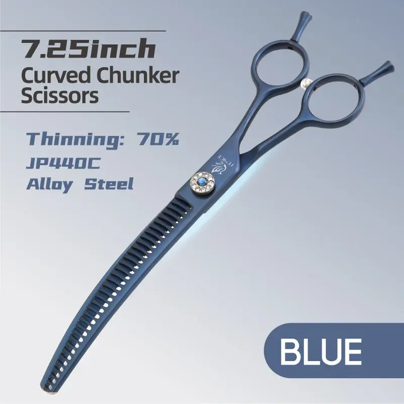 Thumbnail: Fenice Professional Curved Thinning Shears - 7.25" Pet Grooming Scissors