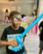 Miles Morales Face Paint and Sword Balloon