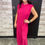 Thumbnail: Bright Pink Terry Textured Sleeveless Jumpsuit 