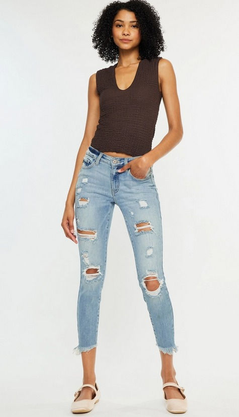👖PRE-ORDER👖Kan Can SKINNY Mid Rise Ankle Jeans