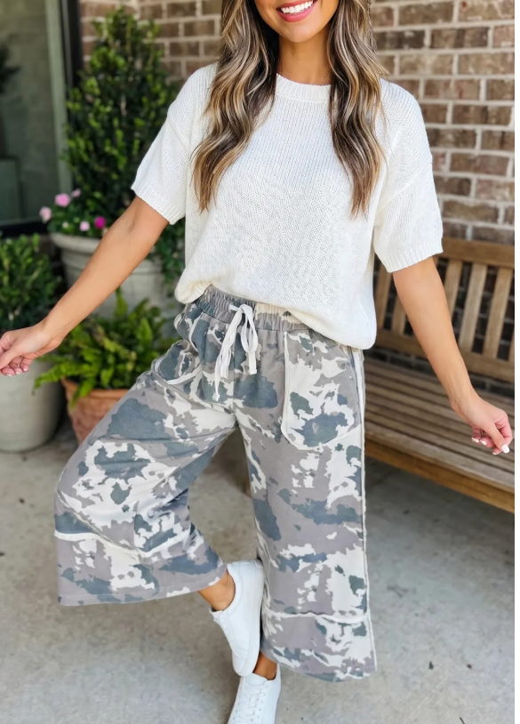Thumbnail: 🪶Contrast Camo Wide‑Leg Pants
