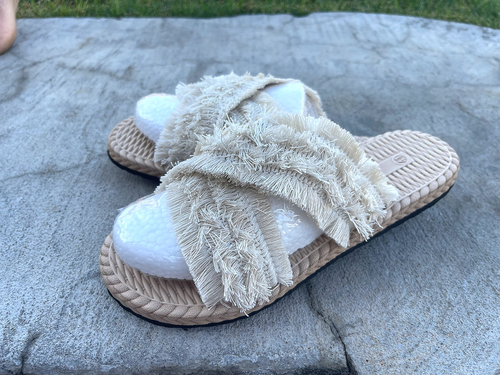 Beige Bohemian Cross Criss Tassel Slippers