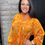 Thumbnail: Orange Abstract Print CollardV Neck
