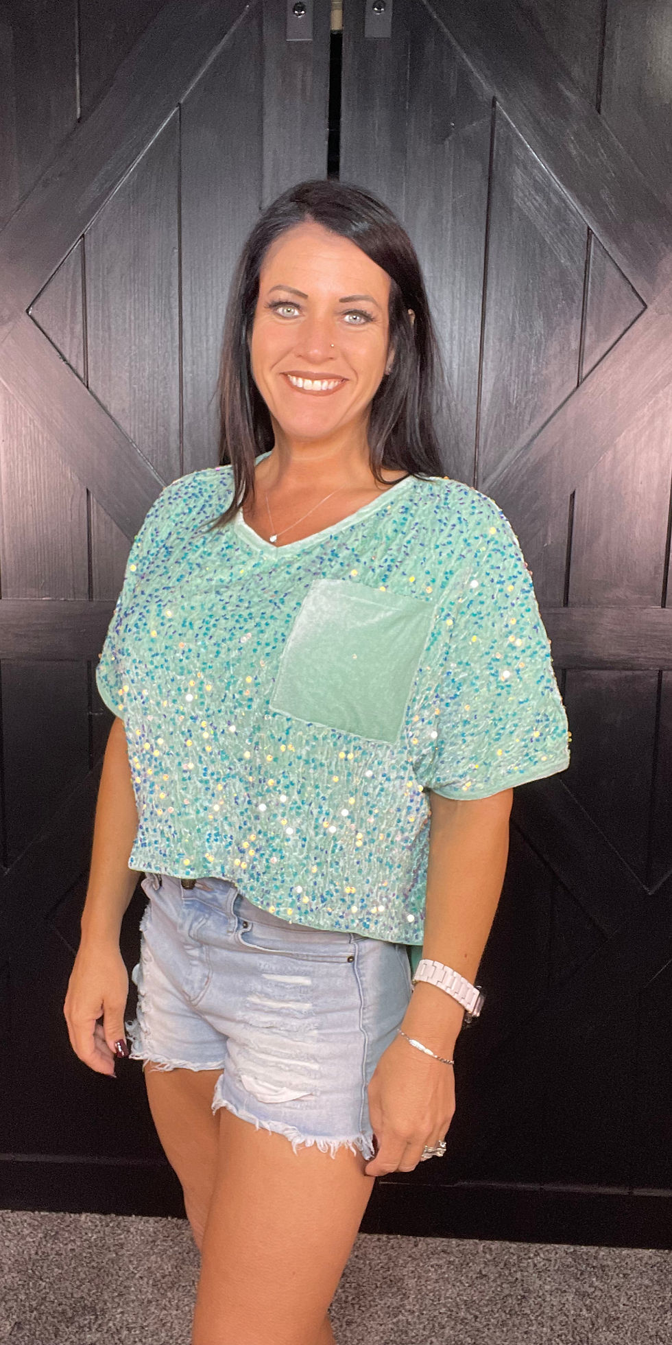 Thumbnail: Moonlight Jade Sequin Blouse