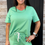 Thumbnail: Mint Green V Neck Drop Shoulder Tee and Short Set