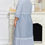 Thumbnail: Sky Blue Stripe Patchwork Crossed Lace Detail Bracelet Sleeve Maxi Dress