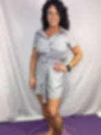 Blue Stripe Chest Pockets Buttoned Belted High Waist Romper