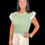 Thumbnail: Green Knit Top Ruffle Sleeve 
