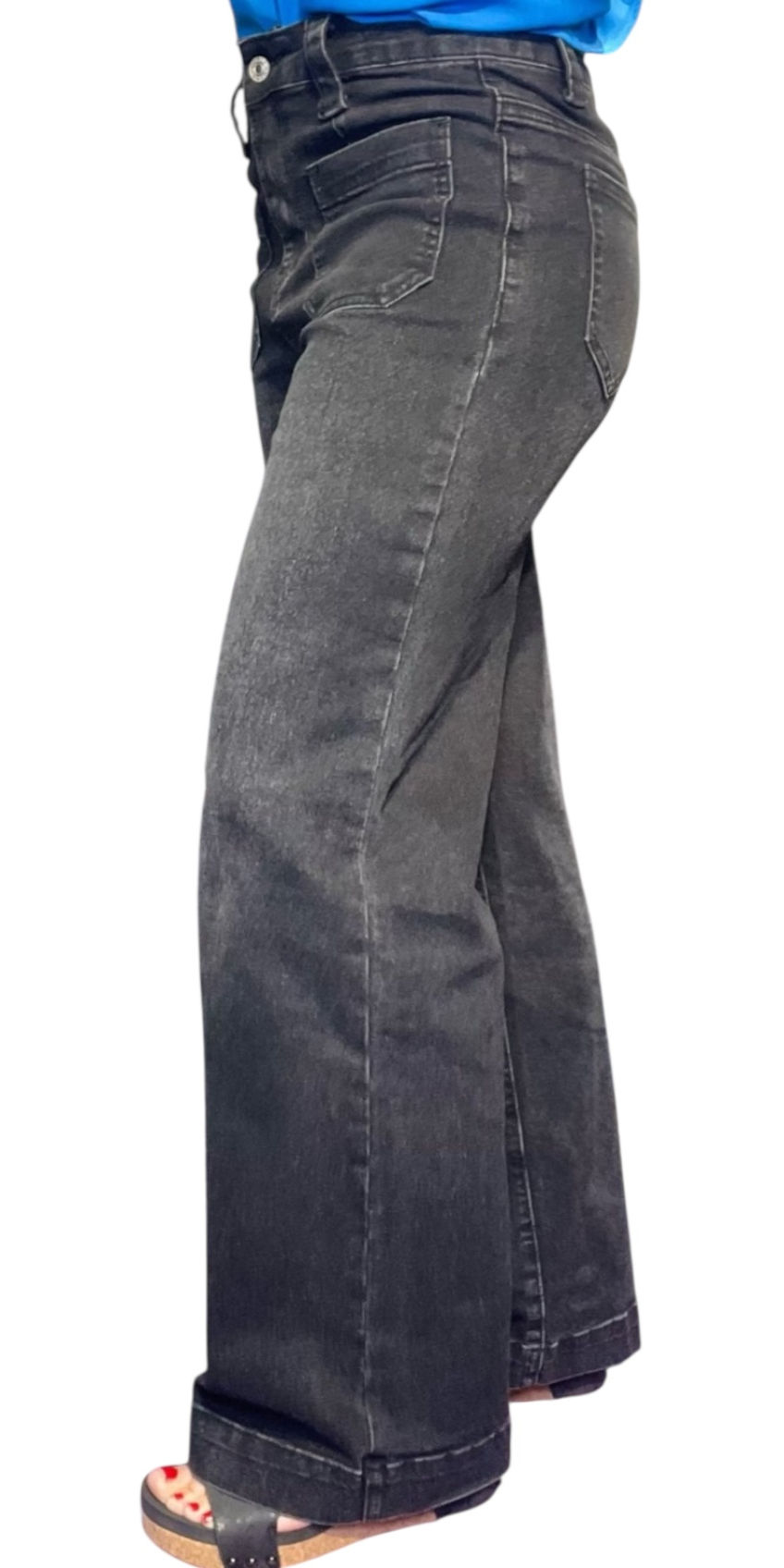 Thumbnail: Black Wide Leg Pocketed High Waist Jeans