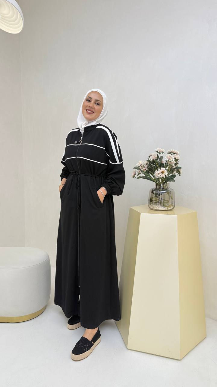 White Stripes Black Dress