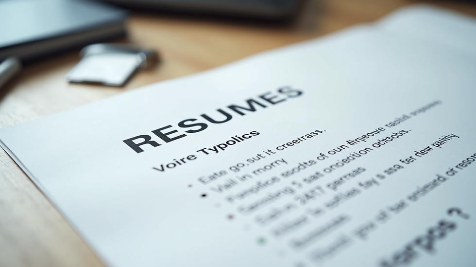 Close-up view of a printed resume with highlighted keywords