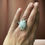 Thumbnail: Wire wrapped white Howlite Ring