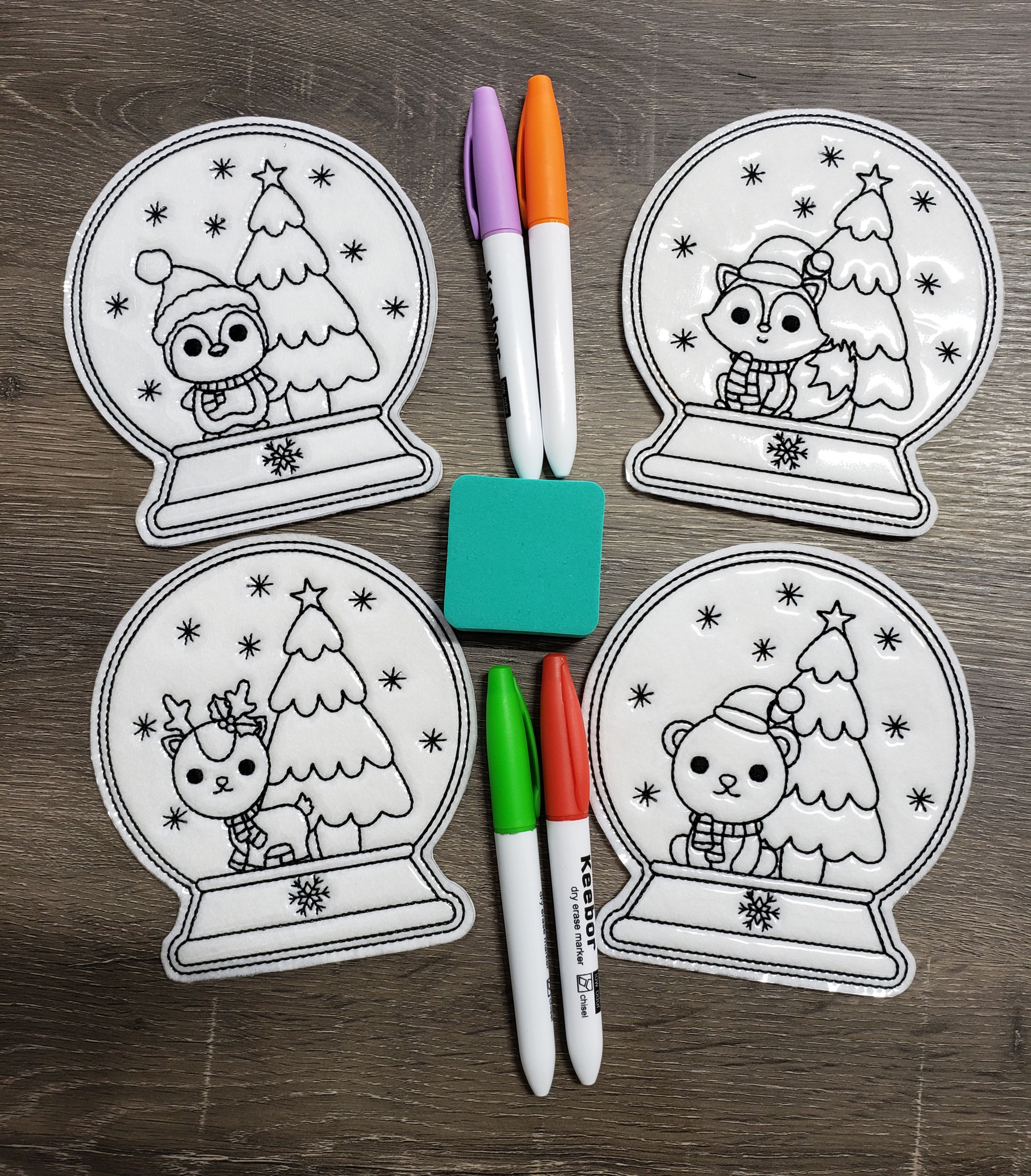 Snow Globes Flat Coloring Dolls