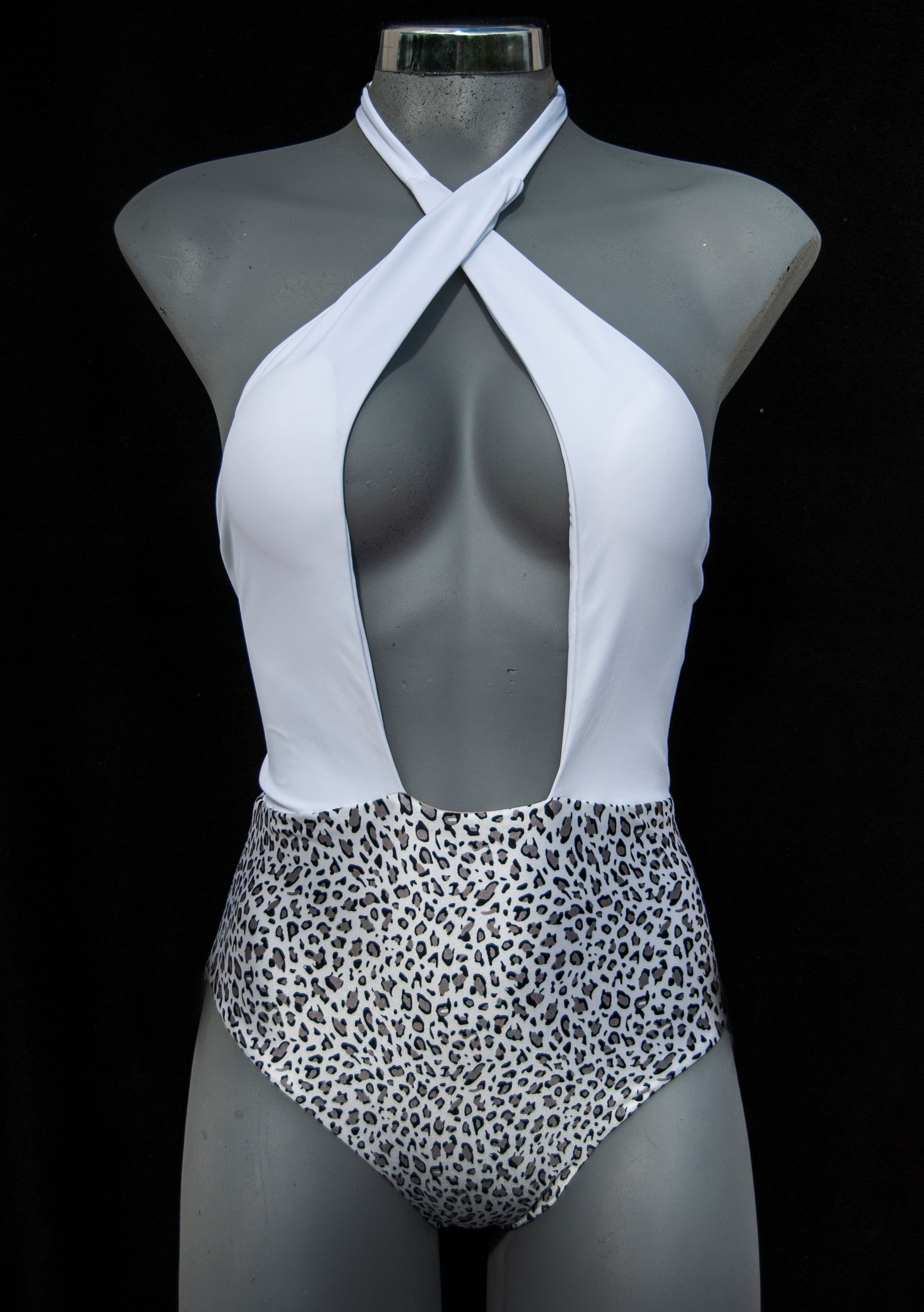 White & Leopard Bodysuit