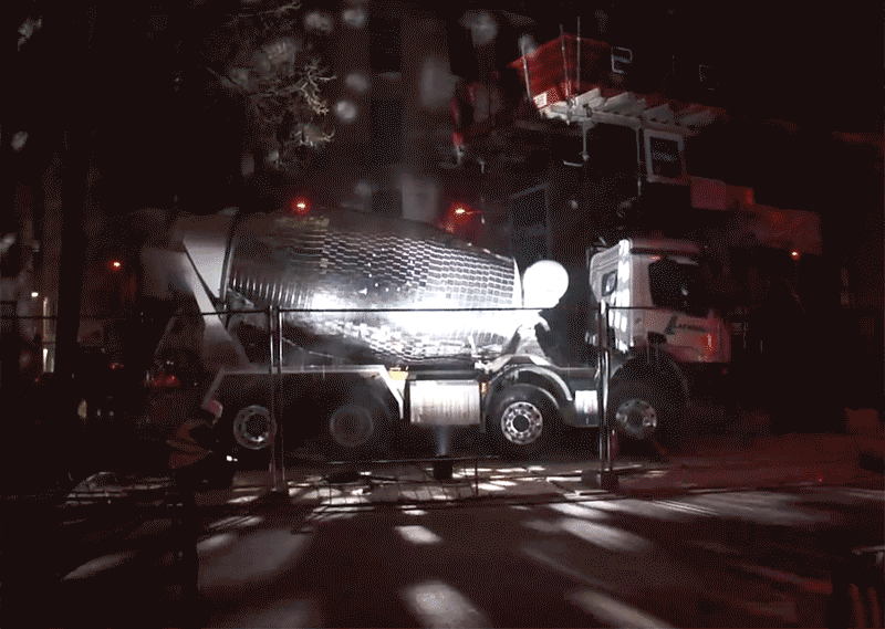 Disco ball cement truck - by Benedetto Bufalino