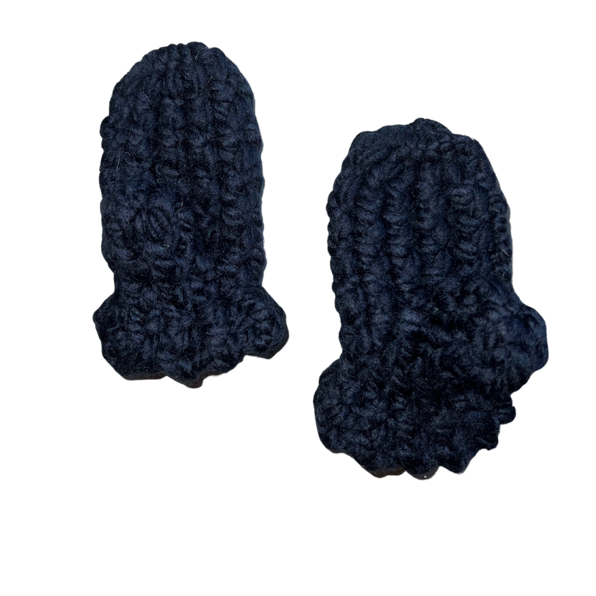 Handmade knitted baby mitten with thumb