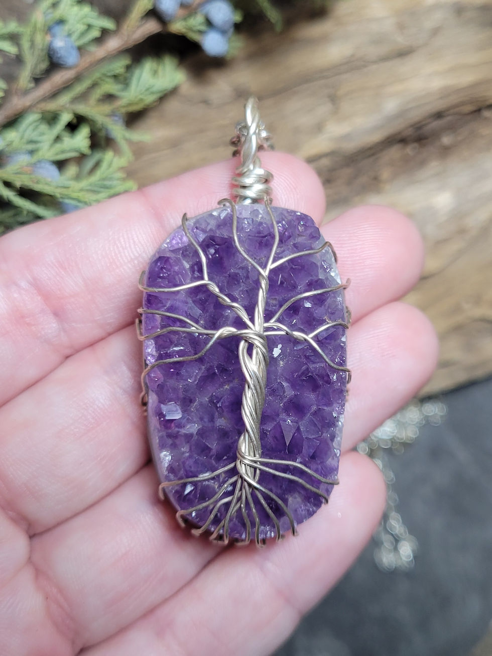 Thumbnail: Amethyst Sterling Tree of Life Pendant