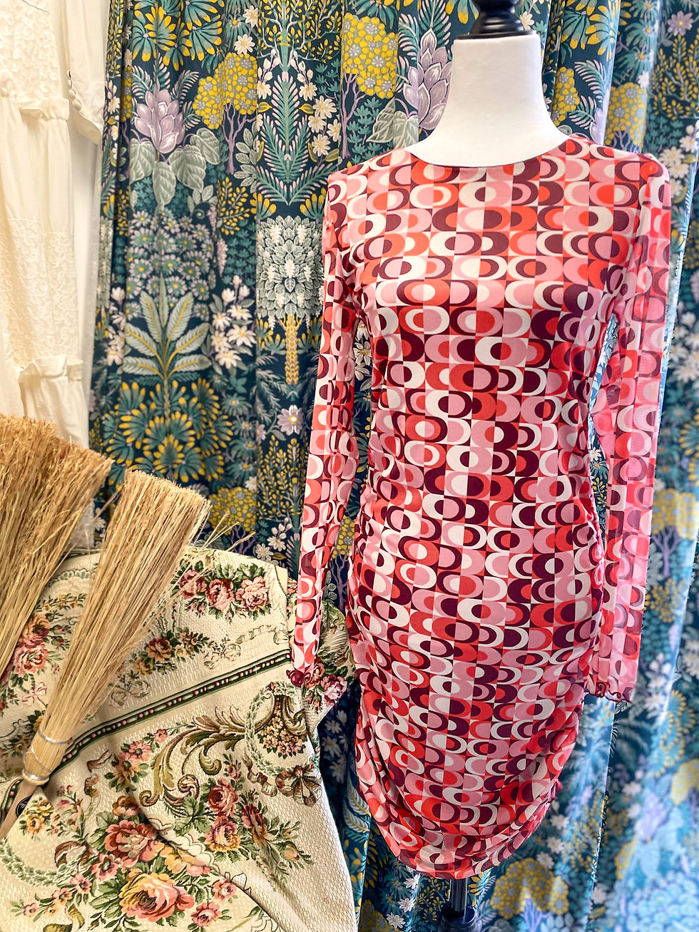 Red Mid-Century Modern Print Maxi Dress