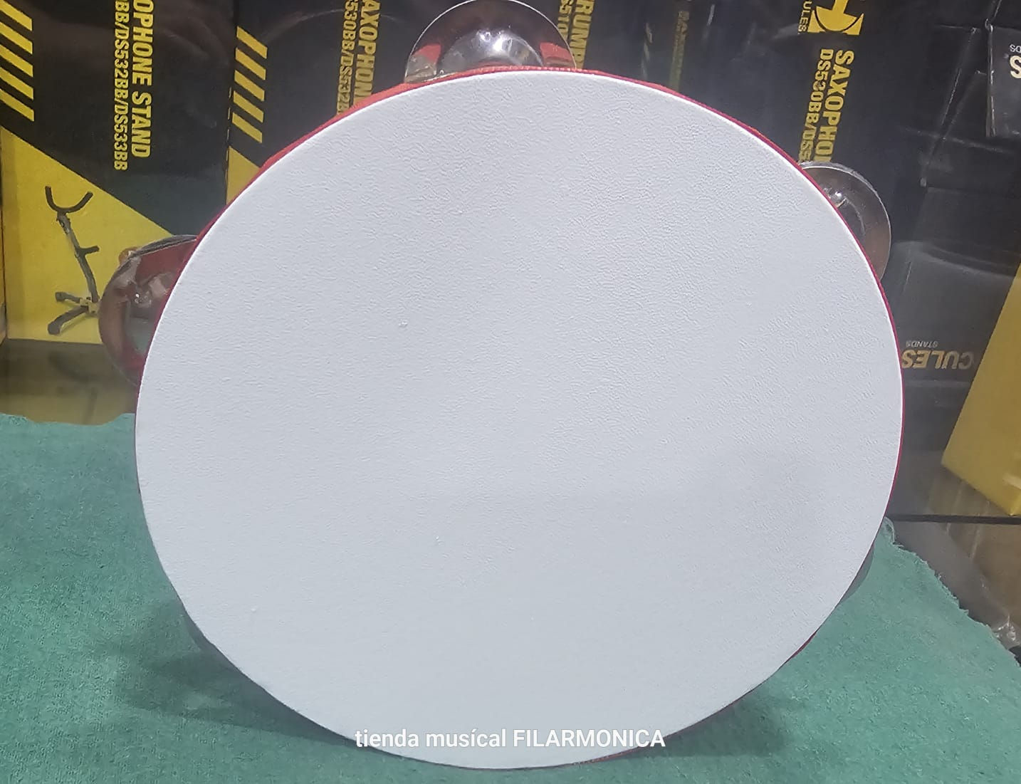 Pandereta de Madera con Cuero 5 Chapas - COD: PMC5C