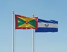 El Salvador and Grenada flags side by side under a clear blue sky, El Salvador e-Tourist visa for Grenada citizens.