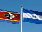 El Salvador and Eswatini flags side by side under a clear blue sky, El Salvador e-Tourist visa for Eswatini citizens.