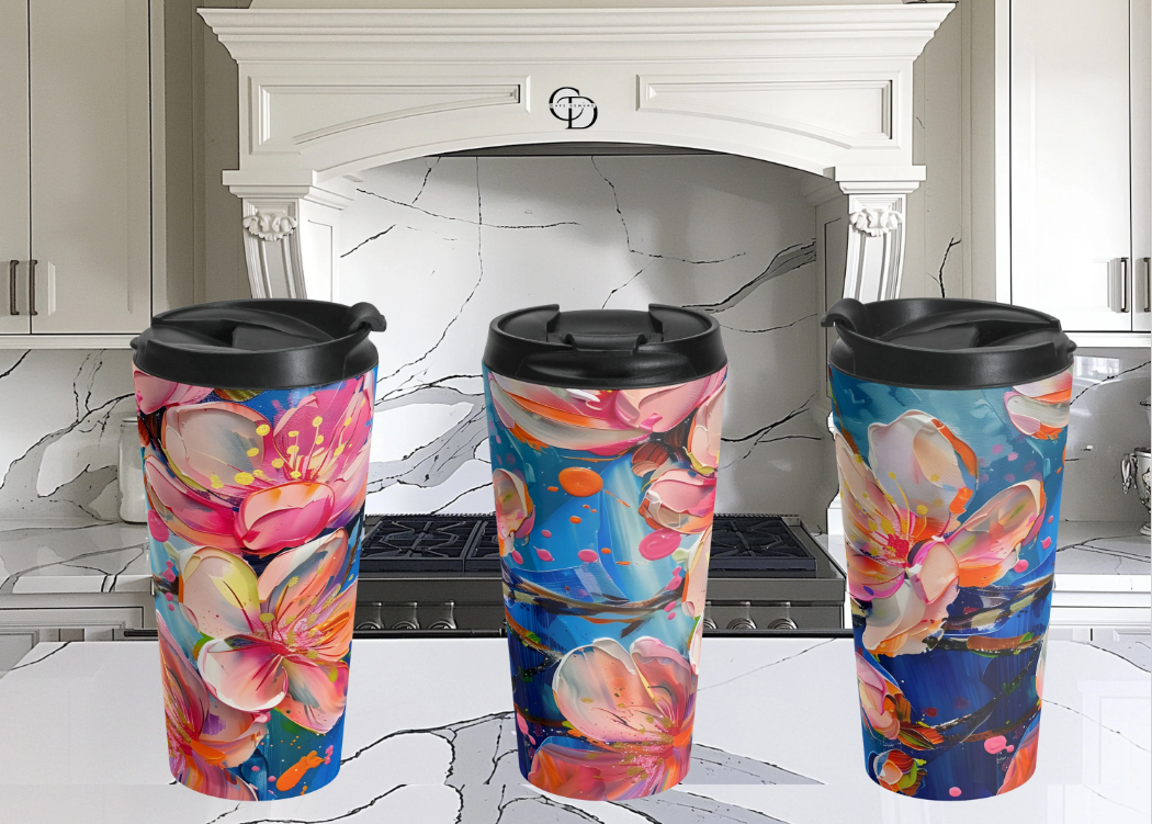 Cherry Blossoms - Elegant Stainless Steel Travel Mug - Coffee Lovers and Tea