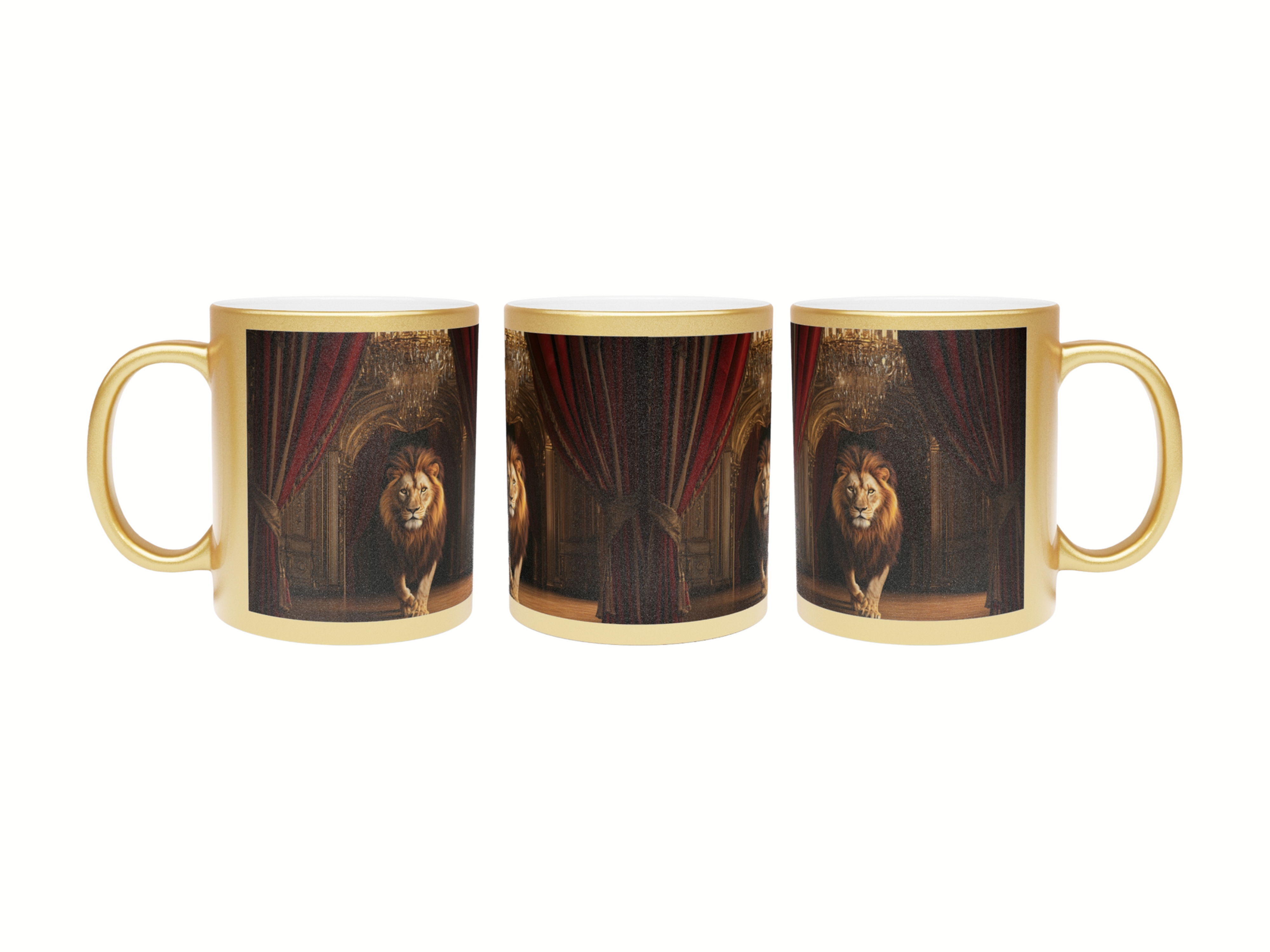 Majestic Morning: The Royal Lion Coffee Mug - Metallic Mug (Silver\Gold)